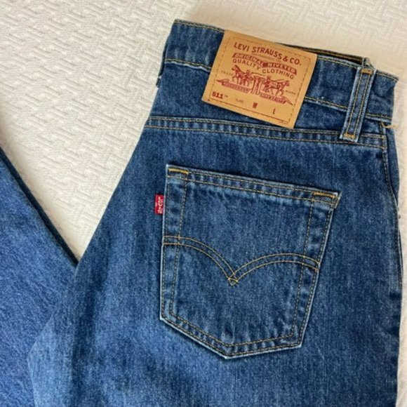 Vintage LEVI'S 511 Flare 100% Cotton Medium Indigo Blue Jeans Pants  W30 L32 - Picture 5 of 10